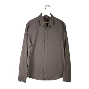 Untuck it Men's Long Sleeve Logo Wrinkle Free Regular Fit Gray Shirt Large L